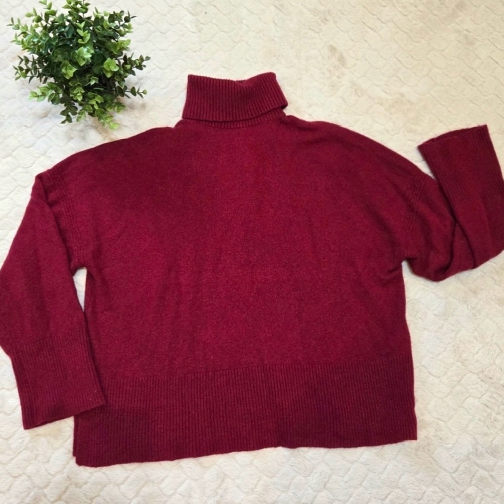 J. Crew Rich Red Supersoft Merino Wool Blend Turtleneck Sweater